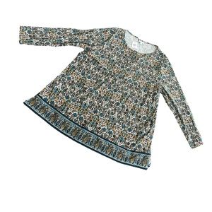 NWT J. JILL PEACOCK PRINT LONG SLEEVE TOP, SCOOP NECK, COTTON BLEND, SZ: 3X